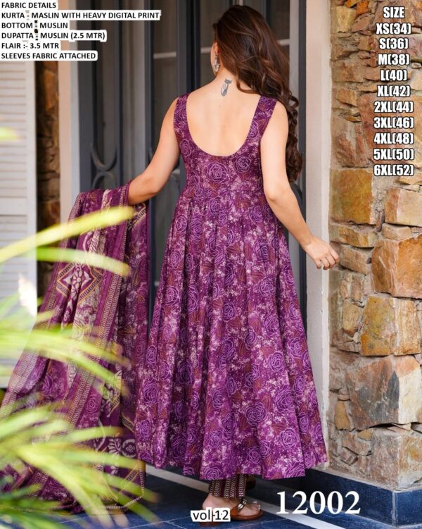 Casual And Any Functions Wear Beautiful Printed Muslin Fabric Flared Kurti With Pent And Dupatta