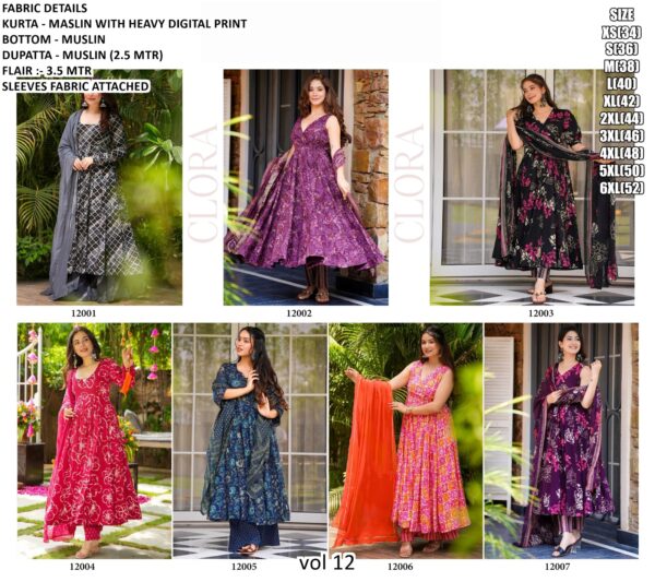 Casual And Any Functions Wear Beautiful Printed Muslin Fabric Flared Kurti With Pent And Dupatta