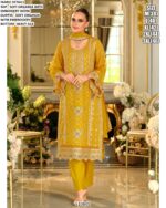 Women's Embroidered Soft Organza Kurti With Pant And Designer Dupatta