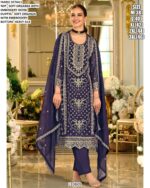Women's Embroidered Soft Organza Kurti With Pant And Designer Dupatta