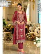 Women's Embroidered Soft Organza Kurti With Pant And Designer Dupatta