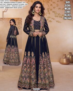 Premium Georgette Indo-Western Dress, Crafted With Rich Zari And Resham Embroidery Work