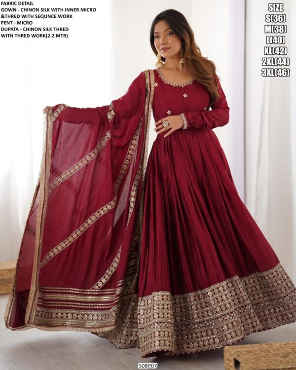 Shine Bright At Any Occasion With Our Heavy Designer Women's Gown And Dupatta Set