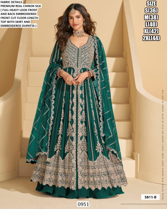 Wedding Wear Chinon Silk Heavy And Beautiful Designer Indo-Western Collection 2025