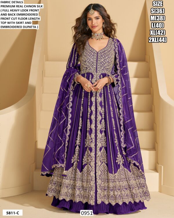 Wedding Wear Chinon Silk Heavy And Beautiful Designer Indo-Western Collection 2025