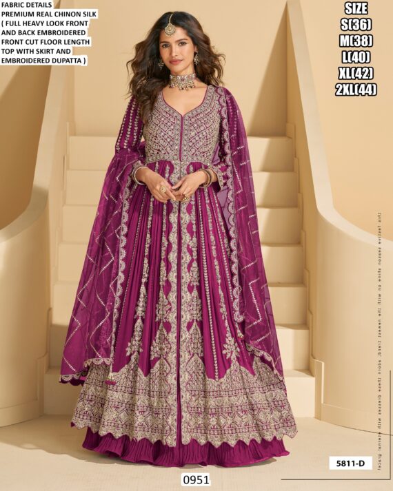 Wedding Wear Chinon Silk Heavy And Beautiful Designer Indo-Western Collection 2025