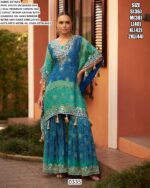 Party Wear Readymade Viscose Jacquard Silk Stunning Designer Cord Style Kaftan Gharara Pair