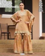 Party Wear Readymade Viscose Jacquard Silk Stunning Designer Cord Style Kaftan Gharara Pair