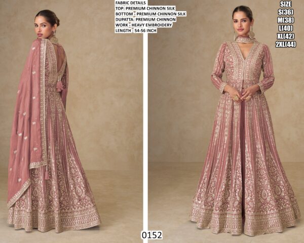 Introducing A Stunning Four-Piece Catalogue Heavy Designer Chinon Silk Indo-Western For Women