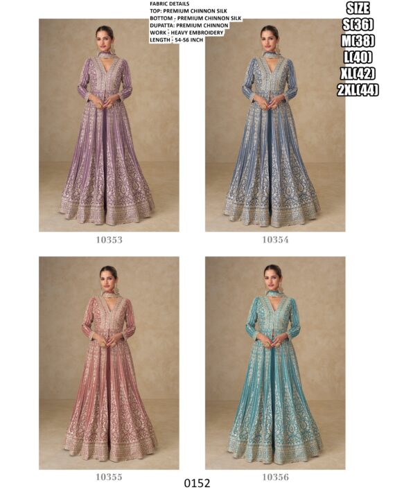 Introducing A Stunning Four-Piece Catalogue Heavy Designer Chinon Silk Indo-Western For Women