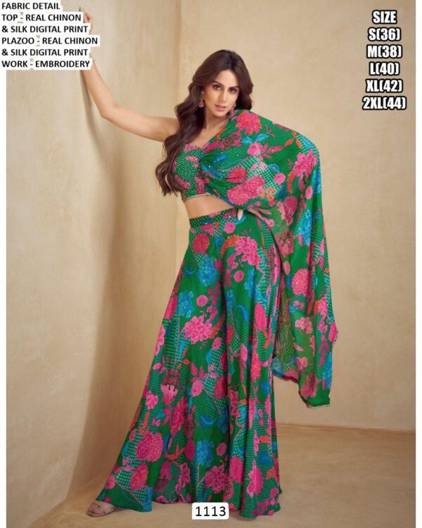 Real Chinon Silk Party Wear Readymade Digital Printed Cord Set Collection