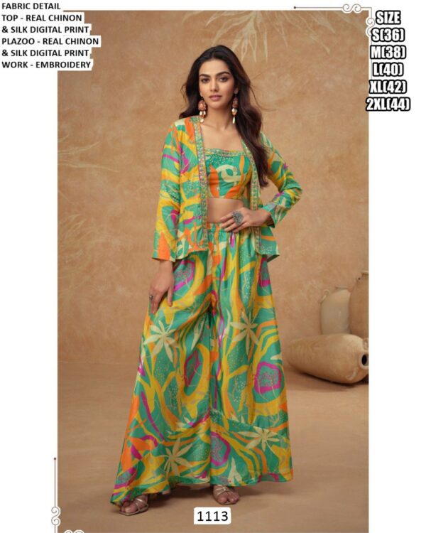Real Chinon Silk Party Wear Readymade Digital Printed Cord Set Collection