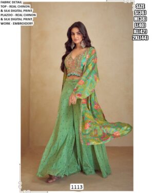 Real Chinon Silk Party Wear Readymade Digital Printed Cord Set Collection