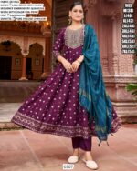 Heavy Sequence Embroidery Quarding Work Rayon Anarkali Kurti Sets Especial For Festivals
