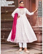 Heavy Sequence Embroidery Quarding Work Rayon Anarkali Kurti Sets Especial For Festivals