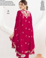 Elegant Flower Embroidered Premium Chinon Party Wear Kaftan Style Co-ord Sets