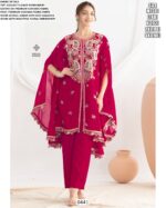 Elegant Flower Embroidered Premium Chinon Party Wear Kaftan Style Co-ord Sets