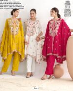 Elegant Flower Embroidered Premium Chinon Party Wear Kaftan Style Co-ord Sets