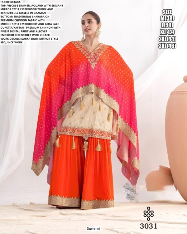Viscose Simmer Jaquard With Elegant Mirror Style Embroidered Wedding Wear Sharara Dress