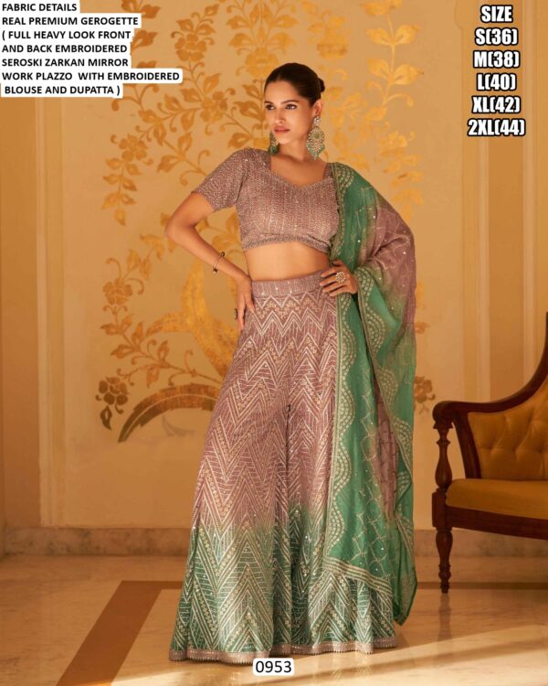 We Presents This Premium Georgette Heavy Designer Readymade Plazo With Blouse Set