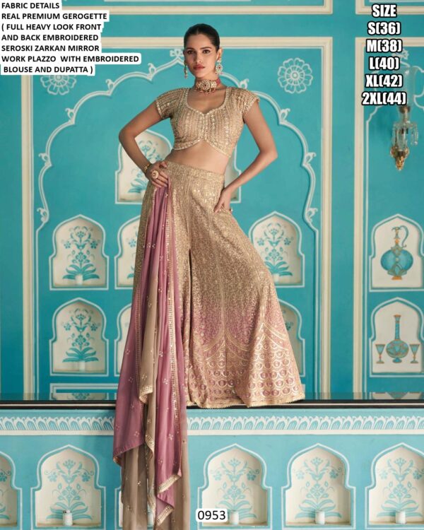 We Presents This Premium Georgette Heavy Designer Readymade Plazo With Blouse Set