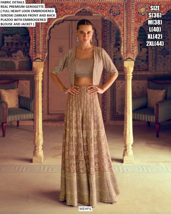 Georgette Beautiful Look Full Embroidery Designer Indo-Western Party Wear Dress