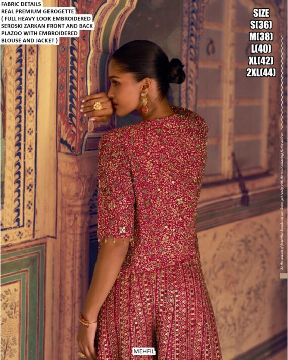 Georgette Beautiful Look Full Embroidery Designer Indo-Western Party Wear Dress