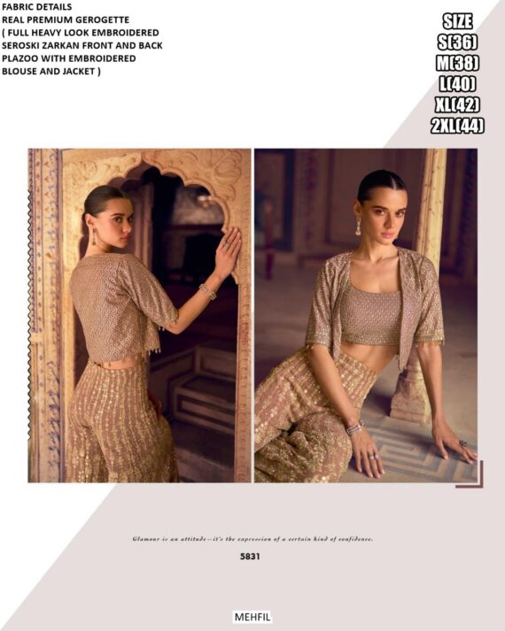 Georgette Beautiful Look Full Embroidery Designer Indo-Western Party Wear Dress