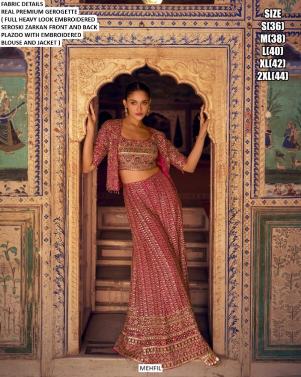 Georgette Beautiful Look Full Embroidery Designer Indo-Western Party Wear Dress