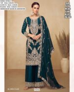 Shop Real Chinon Embroidered Kurta With Handwork And Includes Plazo And Dupatta