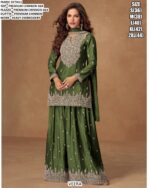 Premium Chinon Silk Heavy Embroidery Work Sets Of Five Readymade Festival Salwar Suits