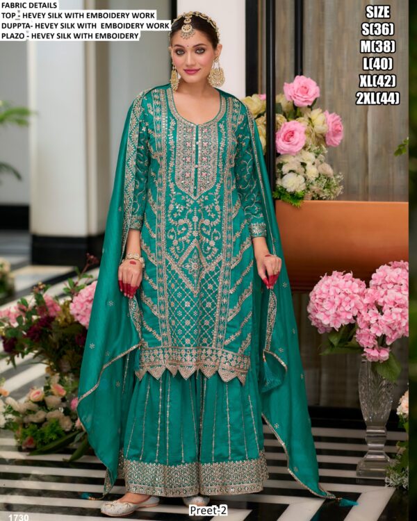 Festive Wear Outstanding Designer Readymade Chinon Silk Heavy Salwar Suit Sets