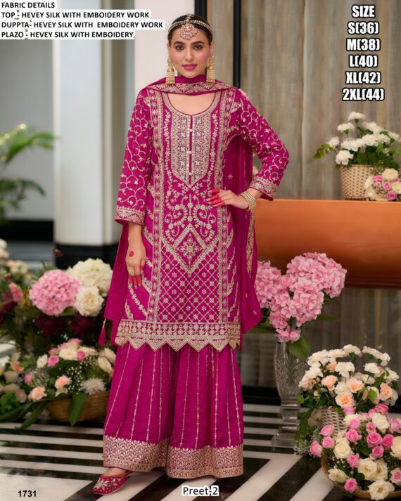 Festive Wear Outstanding Designer Readymade Chinon Silk Heavy Salwar Suit Sets