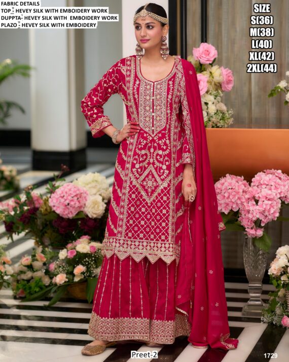 Festive Wear Outstanding Designer Readymade Chinon Silk Heavy Salwar Suit Sets