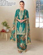 Real Chinon Digital Printed With Hand Embroidered Festivals Salwar Suits In Two Colours