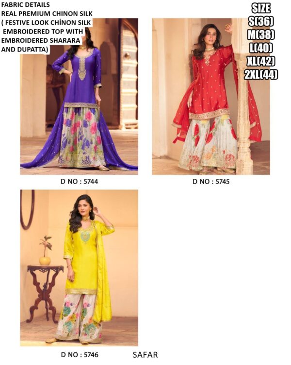 Attractive Festive Look Chinon Silk Premium Designer Sharara Dresses, Shop Now!