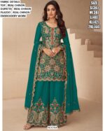 Designer Real Chinon Embroidered Party And Wedding Wear Suit Set With Dupatta