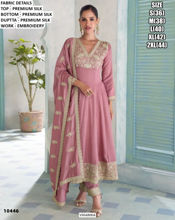 Buy Online Premium Silk Heavy Embroidered Festive Style Salwar Suit With Matching Dupatta