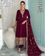 Buy Online Premium Silk Heavy Embroidered Festive Style Salwar Suit With Matching Dupatta