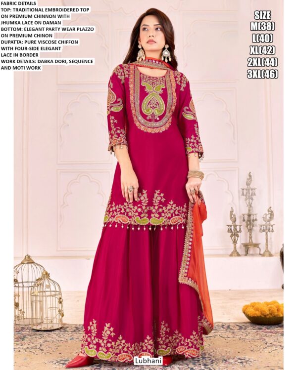 Traditional Embroidered In Premium Chinon Elegant Wedding Wear Salwar Kameez Suits