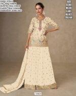 Full Stitched Gorgeous Chinon With Heavy Embroidery Worked Plazo Suit In Two Colours!