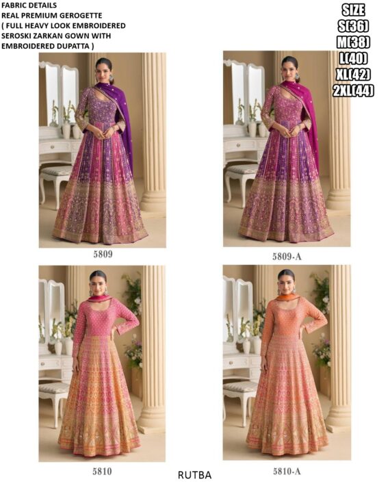 Wedding Reception Wear Georgette Embroidered Seroski Zarkan Work Readymade Gowns