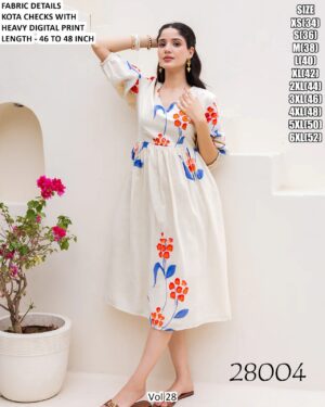 Kota Checks Heavy Digital Printed Western Frock Style Dress (Casual One-Piece)