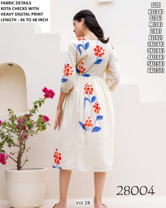 Kota Checks Heavy Digital Printed Western Frock Style Dress (Casual One-Piece)