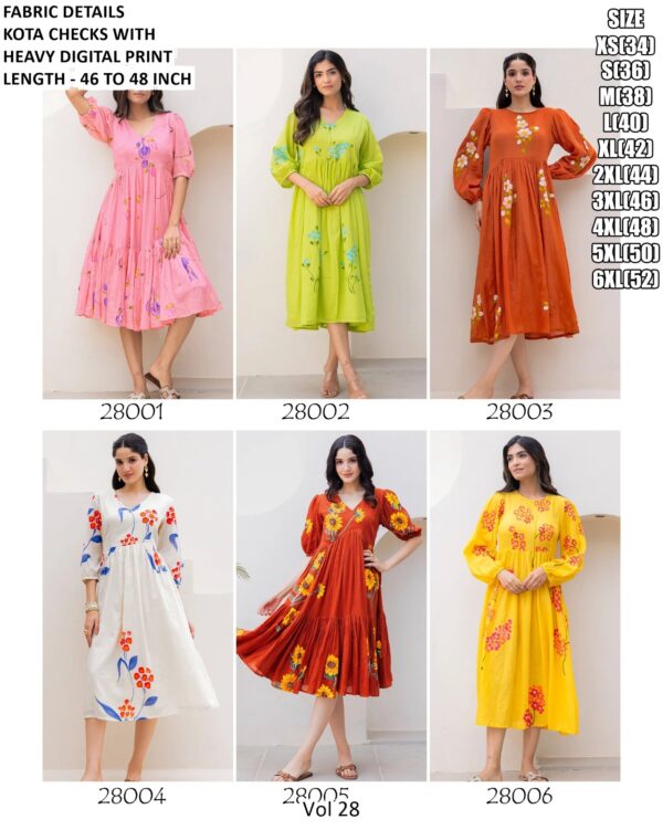 Kota Checks Heavy Digital Printed Western Frock Style Dress (Casual One-Piece)