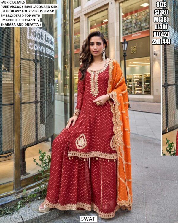 Viscose Simar Jacquard Silk Exclusive Designer Wedding Wear Salwar Kameez Collection