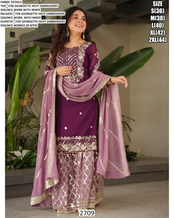 Adult Special Partywear Embroidered And Sequence Work Faux Georgette Sharara Suits