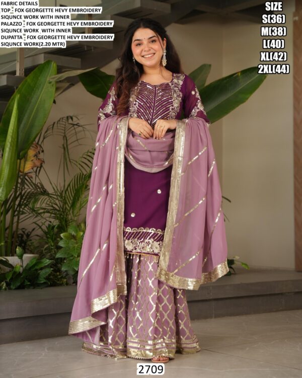 Adult Special Partywear Embroidered And Sequence Work Faux Georgette Sharara Suits