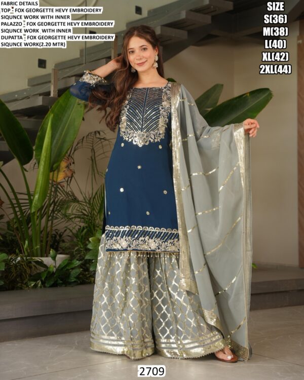 Adult Special Partywear Embroidered And Sequence Work Faux Georgette Sharara Suits