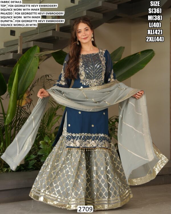 Adult Special Partywear Embroidered And Sequence Work Faux Georgette Sharara Suits